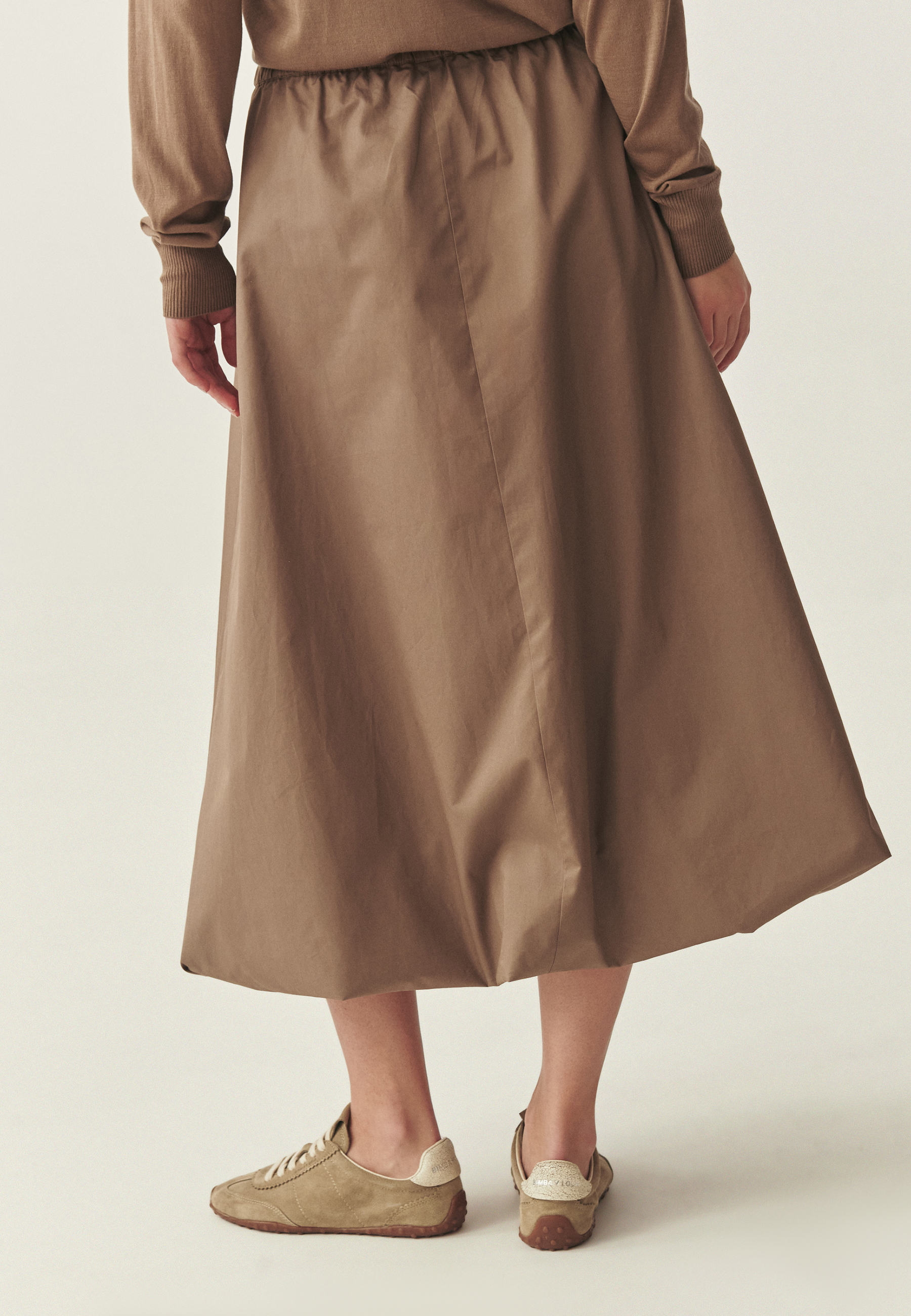 BAWEŁNIANA SPÓDNICA MIDI - SYGMI 1 BEŻOWY 2