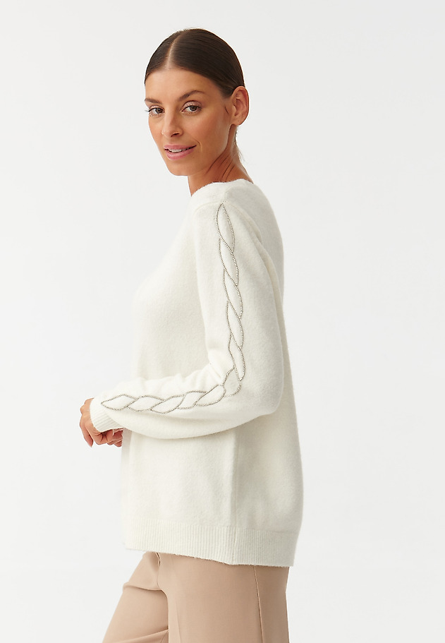 LADIES’ SWEATER WITH DECORATIVE SLEEVES SYLVI LADIES’ SWEATER WITH DECORATIVE SLEEVES SYLVI ECRU 5