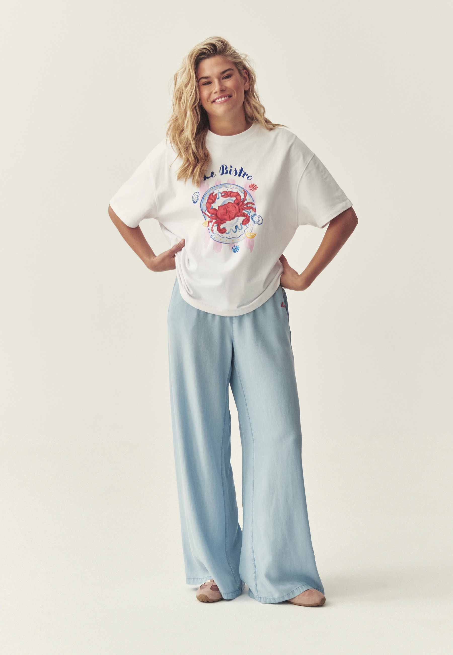 BAWEŁNIANY T-SHIRT Z NADRUKIEM - PLAYA