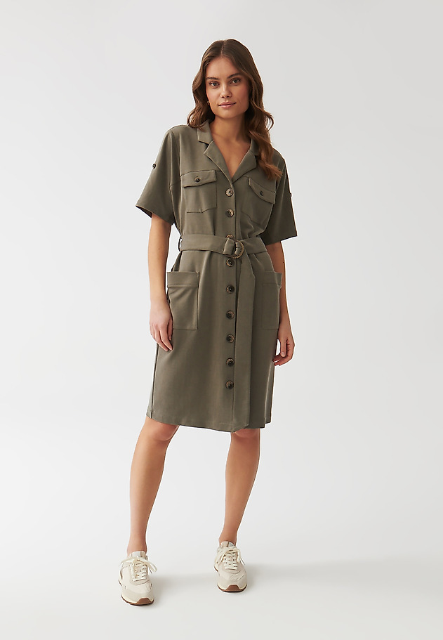 LADIES’ SHIRTDRESS WITH ADDITIONAL BELT - ZOE LADIES’ SHIRTDRESS WITH ADDITIONAL BELT - ZOE KHAKI 2