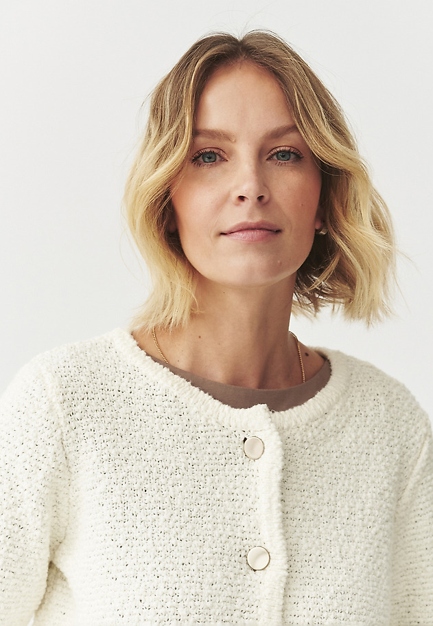 COTTON CHANEL CUT CARDIGAN — SUZY COTTON CHANEL CUT CARDIGAN — SUZY ECRU 5