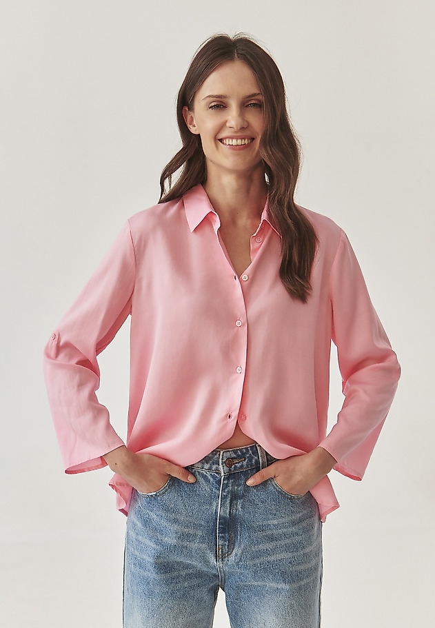 LADIES’ SHIRT WITH ROLLED-UP SLEEVES - ISLA LADIES’ SHIRT WITH ROLLED-UP SLEEVES - ISLA RÓŻOWY 1