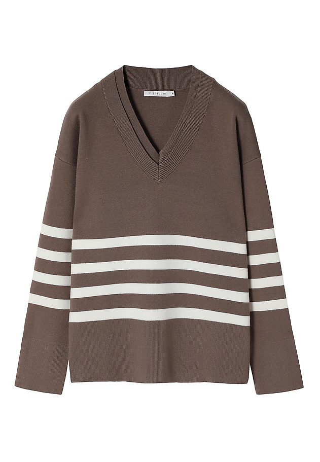 LADIES' STRIPED SWEATER - ELIANA LADIES' STRIPED SWEATER - ELIANA BEŻOWY 6