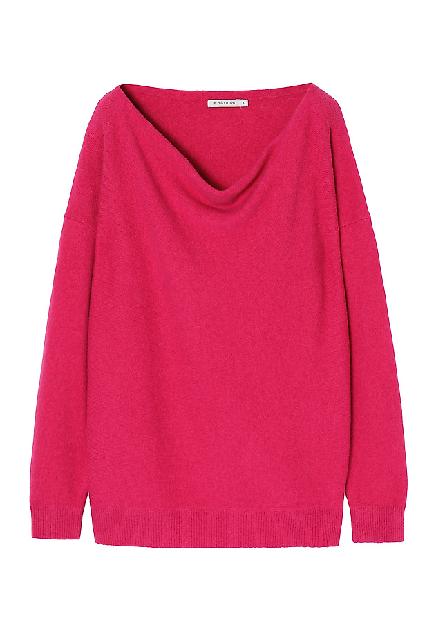 LOOSE LADIES’ SWEATER WITH WATER NECKLINE WODO LOOSE LADIES’ SWEATER WITH WATER NECKLINE WODO RÓŻOWY 6