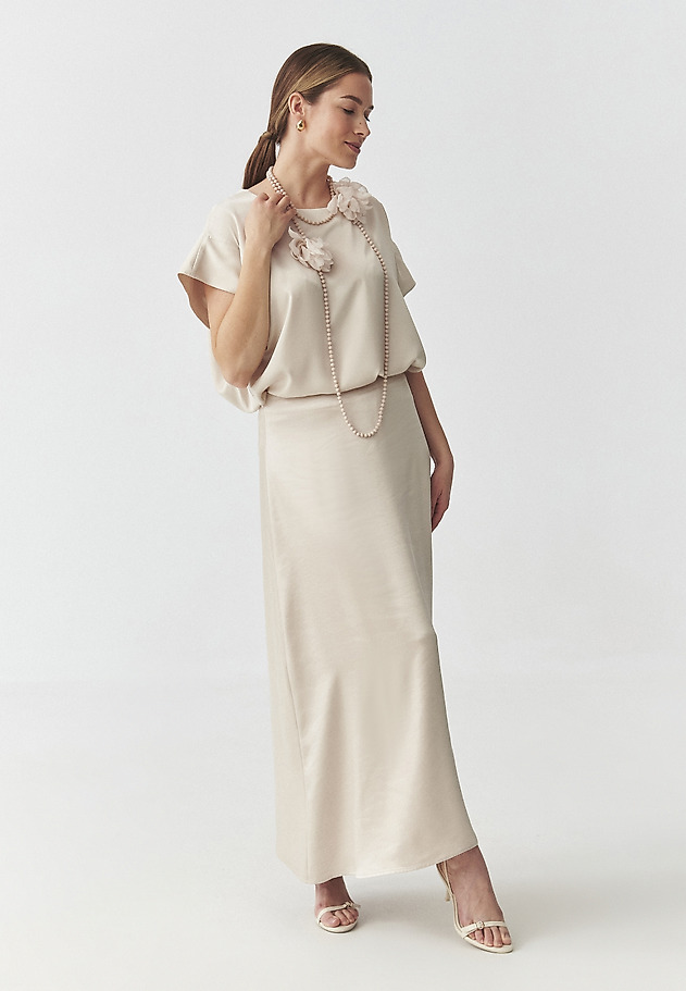 FUSTĂ MAXI DIN SATIN - LUKSA FUSTĂ MAXI DIN SATIN - LUKSA BEJ 4