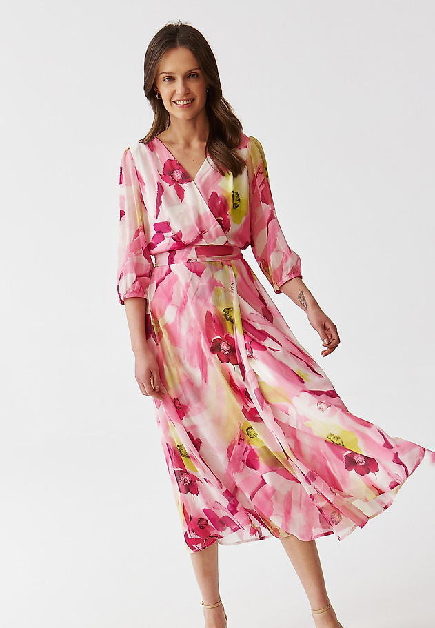 LADIES’ MIDI CHIFFON FLORAL DRESS - DONTRI LADIES’ MIDI CHIFFON FLORAL DRESS - DONTRI MULTICOLOR 1