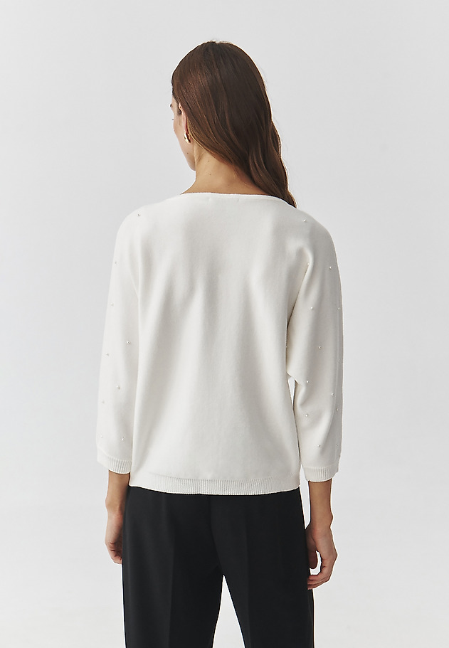 LADIES' JUMPER WITH DECORATIVE PEARLS — PERLO 1 LADIES' JUMPER WITH DECORATIVE PEARLS — PERLO 1 ECRU 3