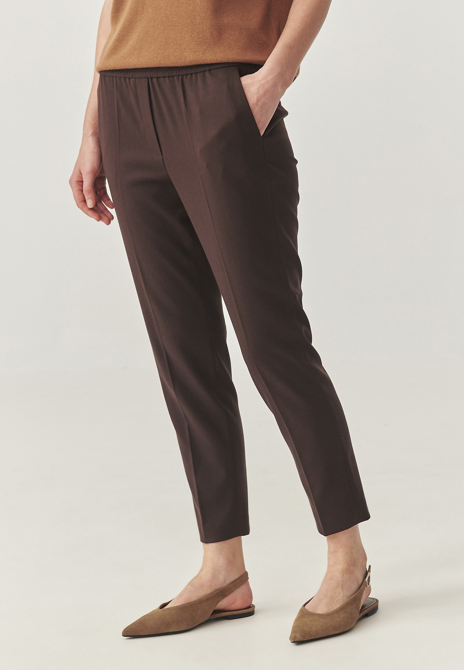 TKANÉ NOHAVICE S ELASTICKÝM PÁSOM - MILTI TKANÉ NOHAVICE S ELASTICKÝM PÁSOM - MILTI HNEDÁ 113908