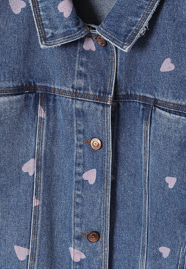 OVERSIZED LADIES’ DENIM JACKET PRINTED WITH HEARTS - NAMIA OVERSIZED LADIES’ DENIM JACKET PRINTED WITH HEARTS - NAMIA BLUE 9