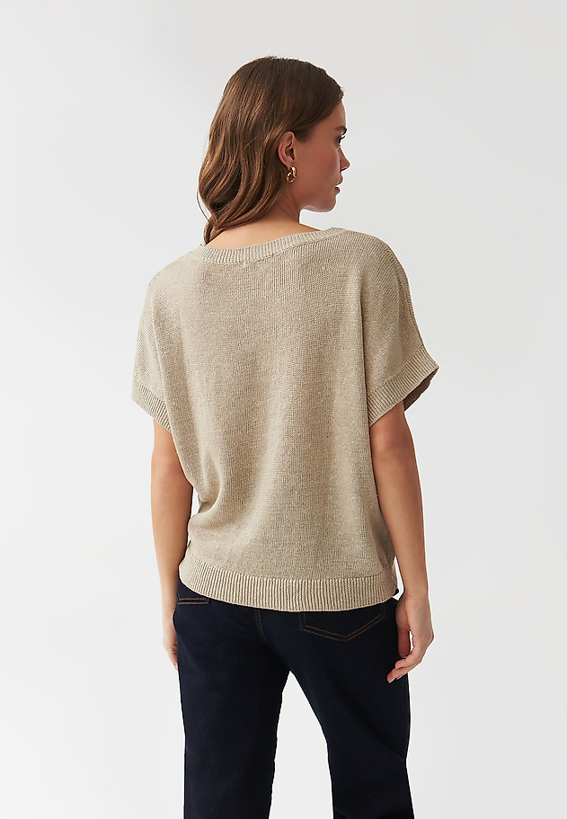 LADIES’ LINEN SWEATER WITH SHORT KIMONO SLEEVES - LIMIKO LADIES’ LINEN SWEATER WITH SHORT KIMONO SLEEVES - LIMIKO BEIGE 4