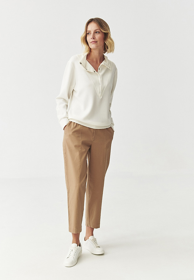 LADIES' KNITTED SWEATSHIRT WITH STAND-UP COLLAR — LANIQI LADIES' KNITTED SWEATSHIRT WITH STAND-UP COLLAR — LANIQI ECRU 2