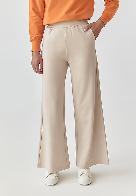 LADIES’ WIDE LEG TROUSERS - NAKE BEIGE 2