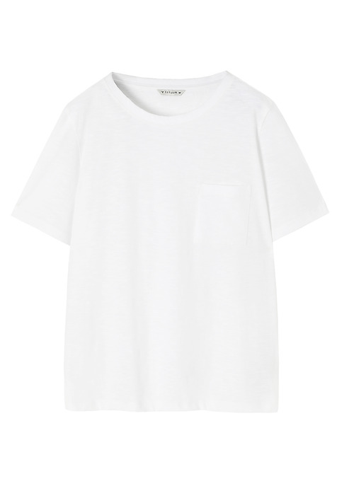 BAWEŁNIANY T-SHIRT Z KIESZONKĄ - DELQI BIAŁY 2