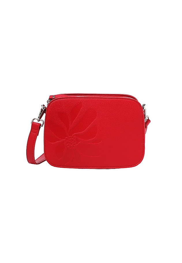 RED HANDBAG WITH FLORAL MOTIF - ROSENA RED HANDBAG WITH FLORAL MOTIF - ROSENA CZERWONY 2