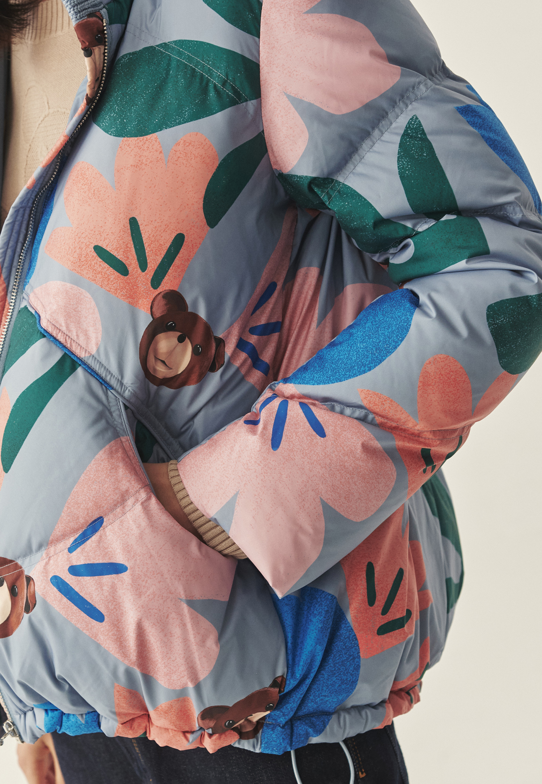 PUCHOWA KURTKA Z MISIEM USZATKIEM - PRECJONKO MULTIKOLOR 2