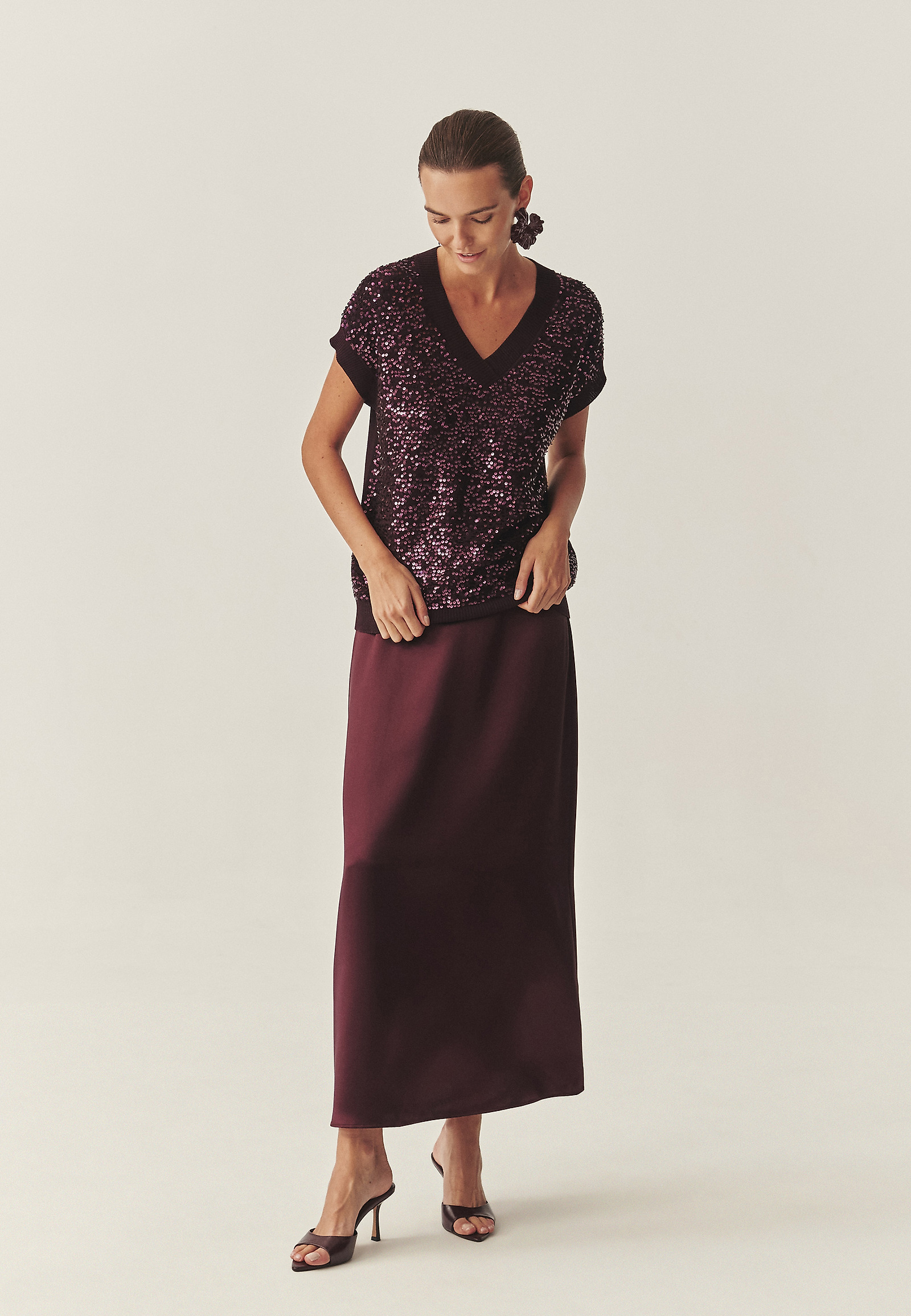 SATIN MAXI SKIRT - LUKSA SATIN MAXI SKIRT - LUKSA RED 118919