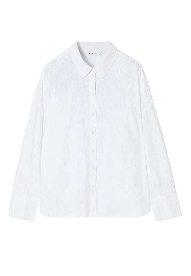 LADIES' WOVEN SHIRT WITH FLORAL EMBROIDERY — INES LADIES' WOVEN SHIRT WITH FLORAL EMBROIDERY — INES WHITE 6