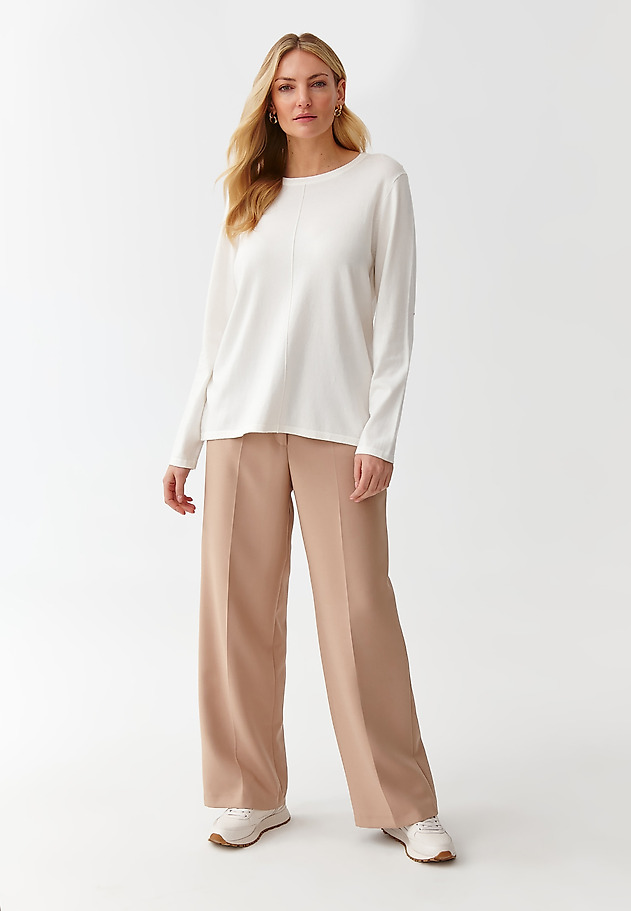 CLASSIC LADIES’ SWEARER WITH DECORATIVE STITCHING - NICOLETTA 1 CLASSIC LADIES’ SWEARER WITH DECORATIVE STITCHING - NICOLETTA 1 ECRU 2