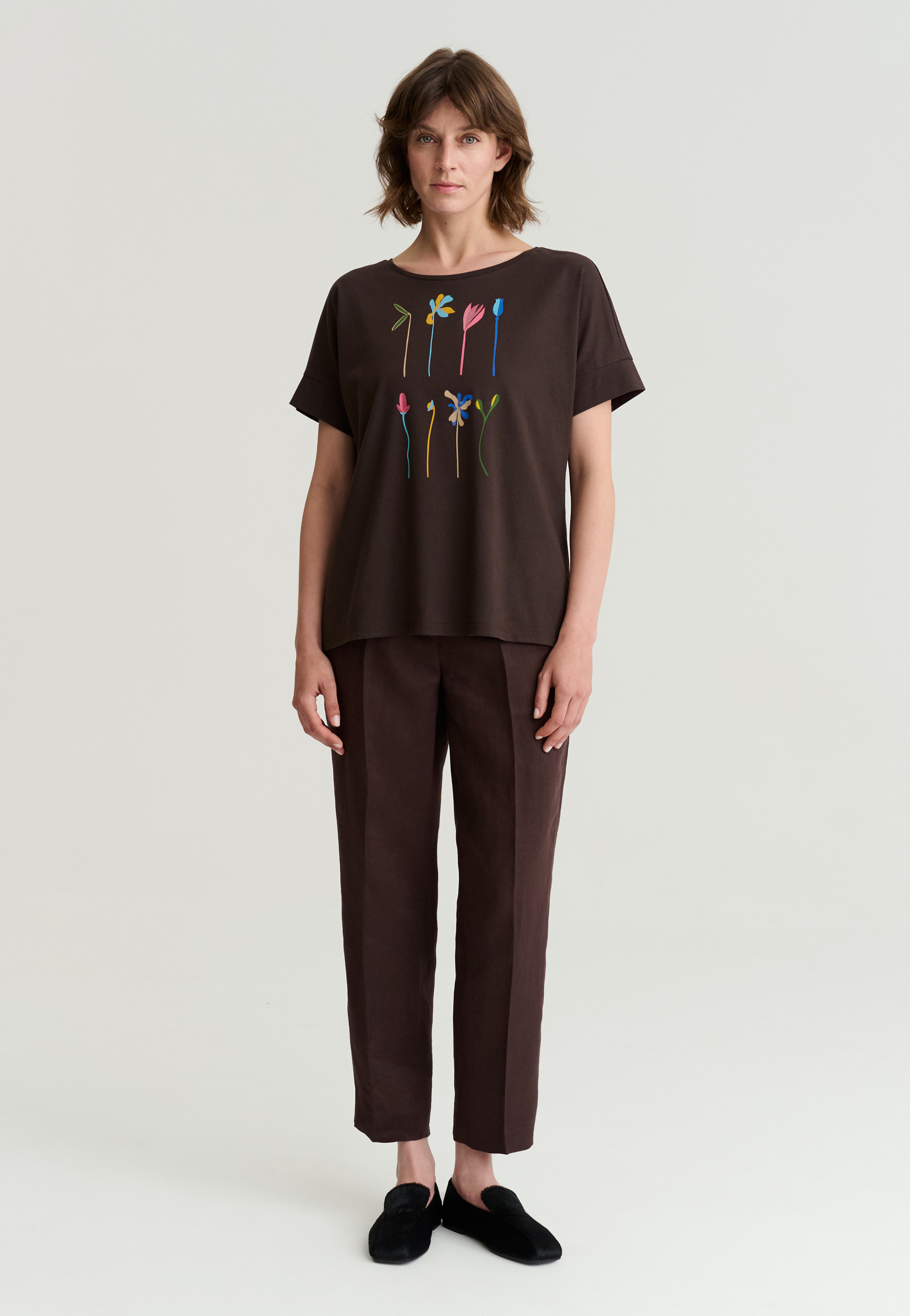 BAWEŁNIANY T-SHIRT Z NADRUKIEM - MONKI