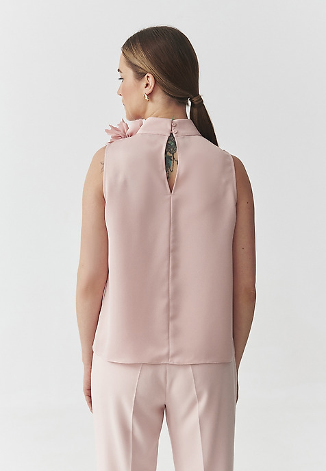 WOVEN BLOUSE WITH FLORAL MOTIF — FLORIANA PINK 2