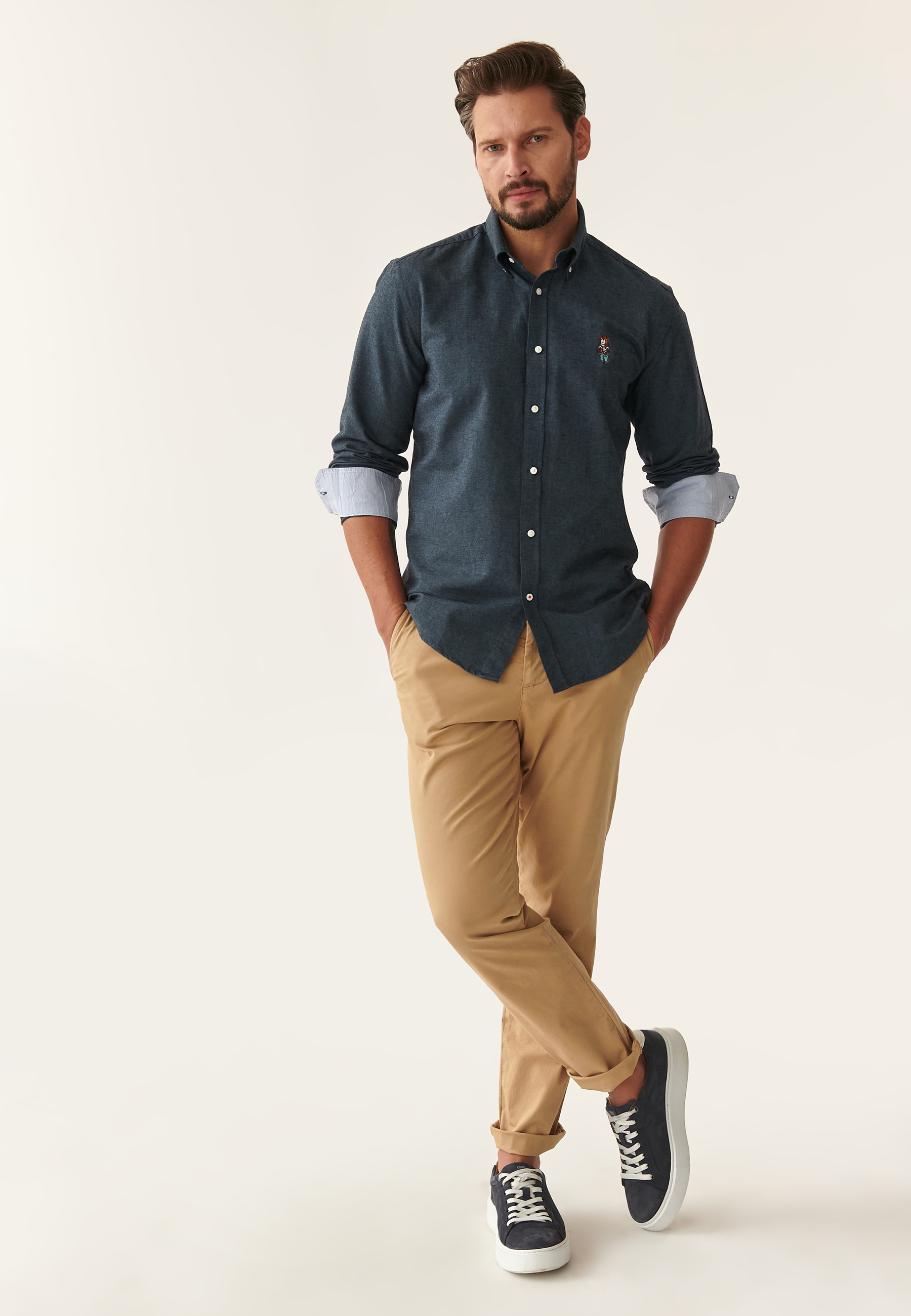 KLASYCZNA KOSZULA MĘSKA Z DŁUGIM RĘKAWEM FIRSTIE 3 MODERN GRANATOWY 2