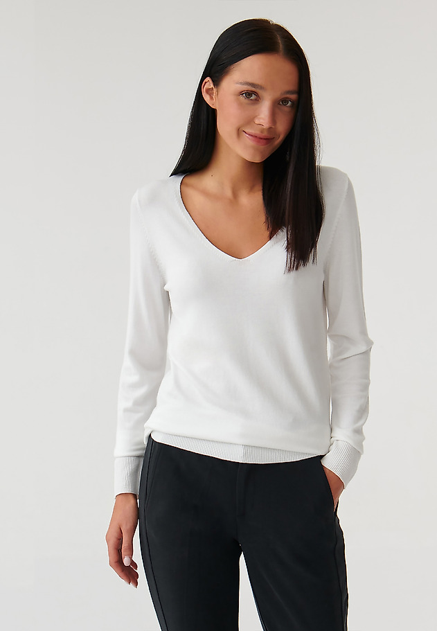 KLASYCZNY SWETER DAMSKI TESSA 1 KLASYCZNY SWETER DAMSKI TESSA 1 ECRU 1