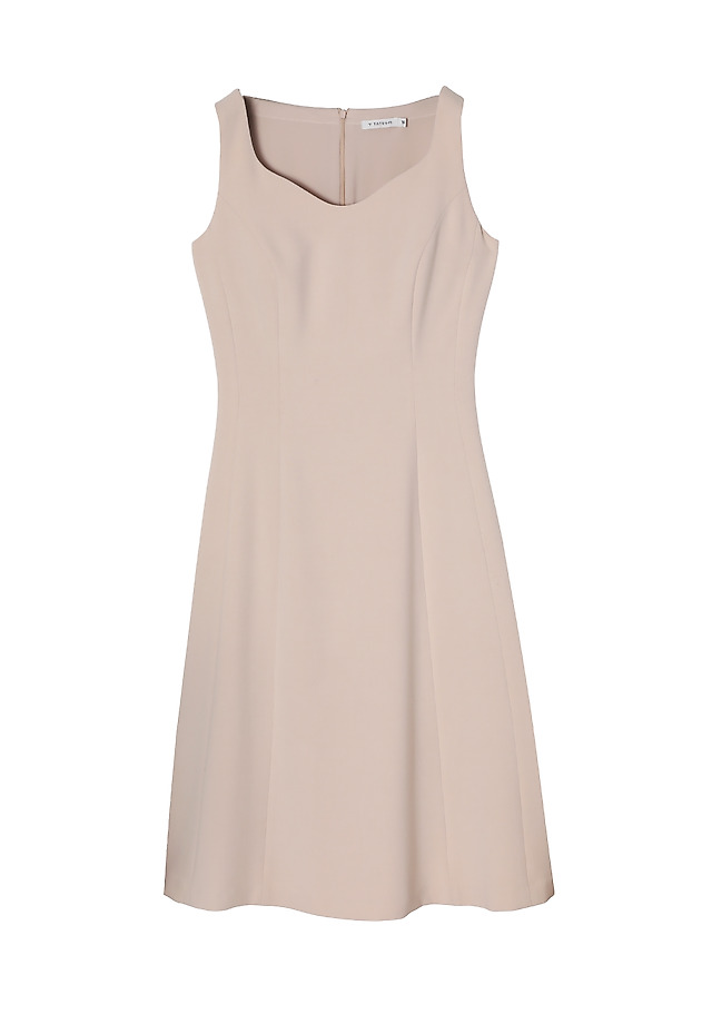 LADIES’ STYLISH MIDI DRESS WITH HEART NECKLINE - OMKI LADIES’ STYLISH MIDI DRESS WITH HEART NECKLINE - OMKI BEŻOWY 5