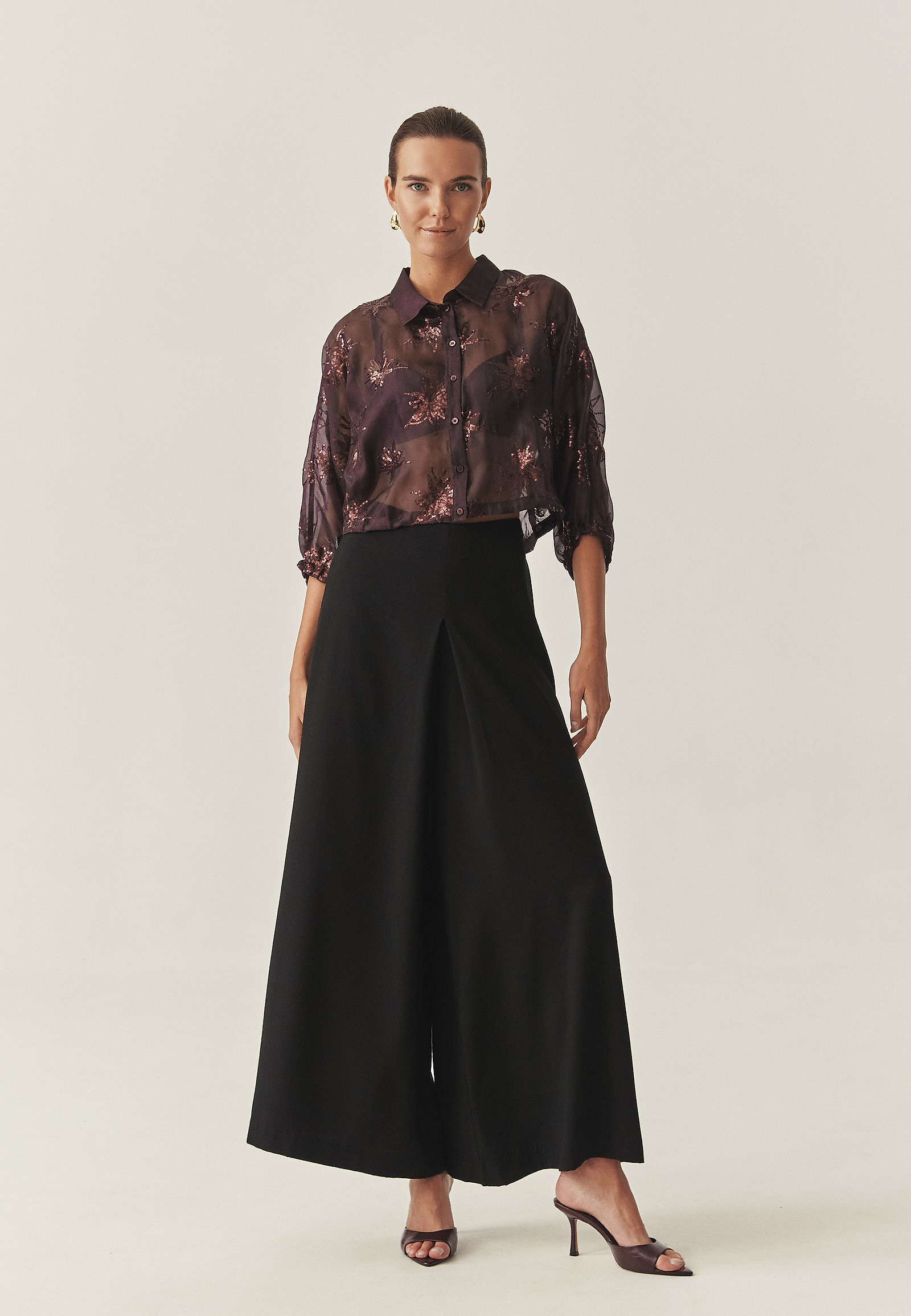 BLACK TROUSERS WITH VERY WIDE LEGS - MARKO BLACK TROUSERS WITH VERY WIDE LEGS - MARKO BLACK 118382