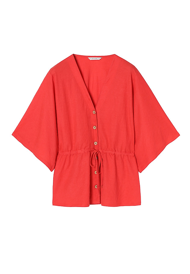 BLUZKA DAMSKA W STYLU KIMONA ATIKI BLUZKA DAMSKA W STYLU KIMONA ATIKI CZERWONY 4