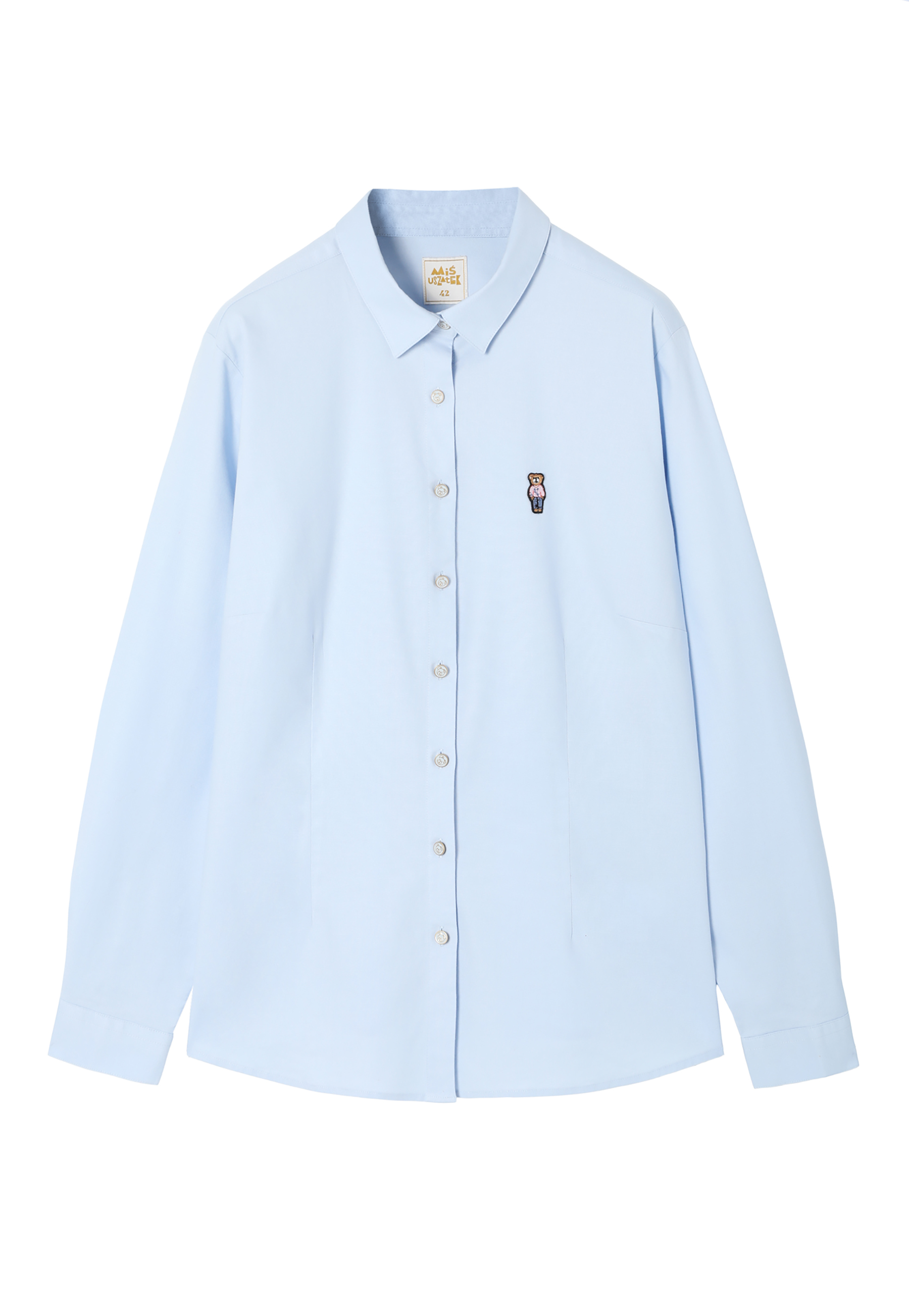 TKANINOWA KOSZULA DAMSKA Z MISIEM USZATKIEM — ELIZA NIEBIESKI 2