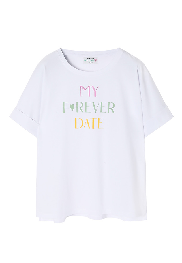 COMFORTABLE LADIES’ T-SHIRT WITH PRINTED INSCRIPTION - LIKE 1 COMFORTABLE LADIES’ T-SHIRT WITH PRINTED INSCRIPTION - LIKE 1 BIAŁY 7