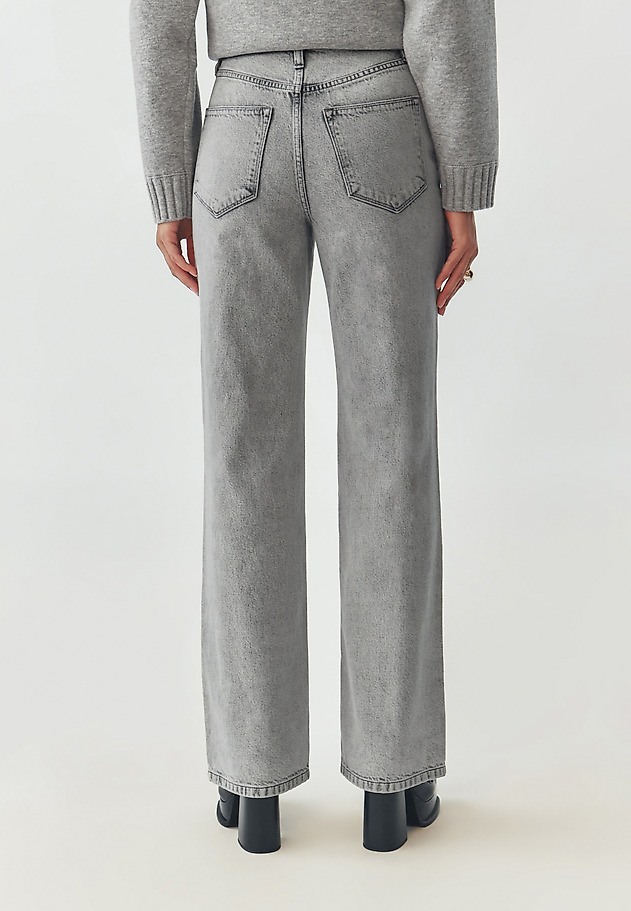 LADIES’ HIGH-WAISTED DENIM JEANS WITH WIDE LEG - RISO LADIES’ HIGH-WAISTED DENIM JEANS WITH WIDE LEG - RISO SZARY 4