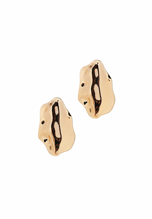 MASSIVE GOLD-COLORED EARRINGS - LANIS MASSIVE GOLD-COLORED EARRINGS - LANIS ZŁOTY 3