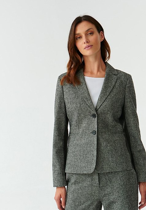 JACHETĂ SCURTĂ DE DAMĂ, DIN ȚESĂTURĂ ȘI TRICOT RIBO MULTICOLOR 2