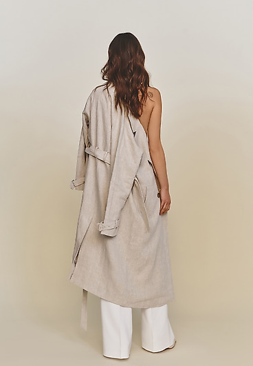 PRZEWIEWNY TKANINOWY PŁASZCZ DAMSKI TYPU TRENCZ - LAKO PRZEWIEWNY TKANINOWY PŁASZCZ DAMSKI TYPU TRENCZ - LAKO