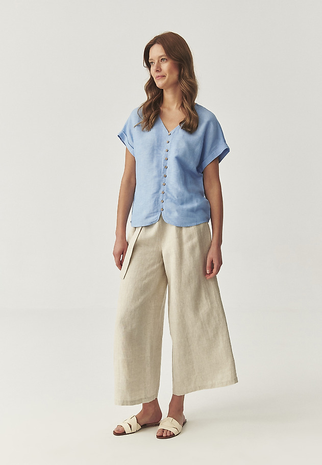 LINEN WIDE-LEG TROUSERS - ZAMI 2 LINEN WIDE-LEG TROUSERS - ZAMI 2 BEŻOWY 2