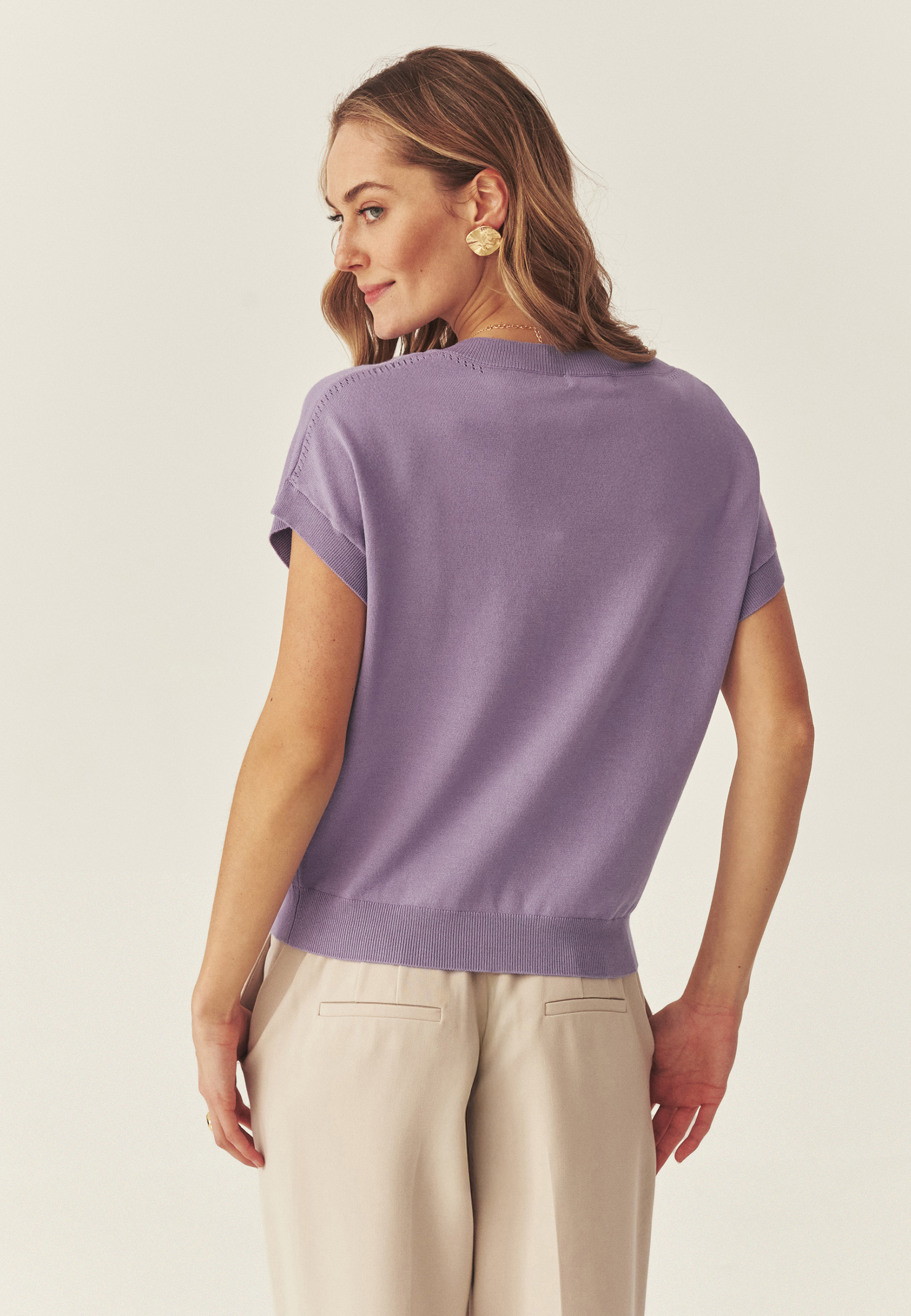 DZIANINOWA BLUZKA Z WISKOZĄ LENZING™ ECOVERO™ - SUFIF FIOLETOWY 2