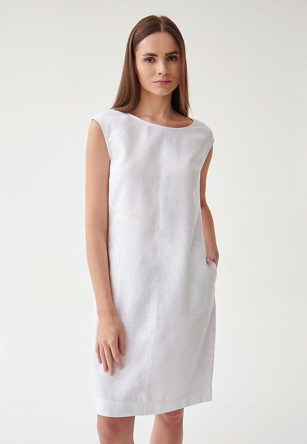 LADIES' LINEN DRESS WITH POCKETS SONATKO 1 LADIES' LINEN DRESS WITH POCKETS SONATKO 1 BIAŁY 1