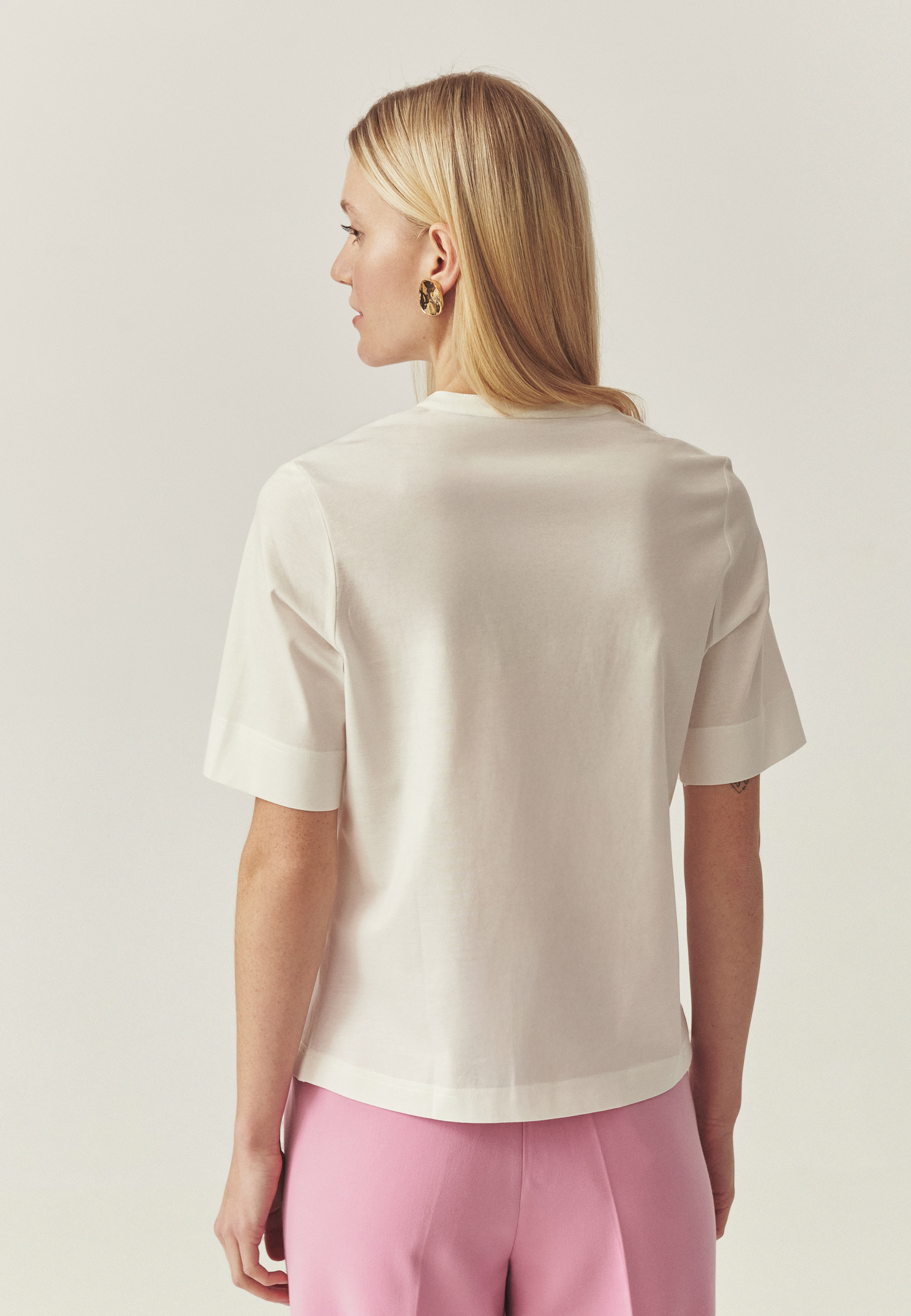 DÁMSKA BLÚZKA Z MERCERIZOVANEJ BAVLNY SO STOJAČIKOM – IVANA ECRU 2