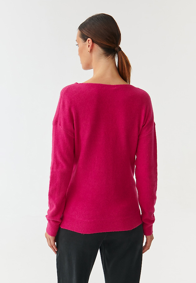 LOOSE LADIES’ SWEATER WITH WATER NECKLINE WODO LOOSE LADIES’ SWEATER WITH WATER NECKLINE WODO RÓŻOWY 4