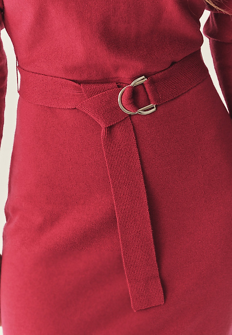KNITTED MIDI DRESS WITH WOOL - VESSTA RED 2