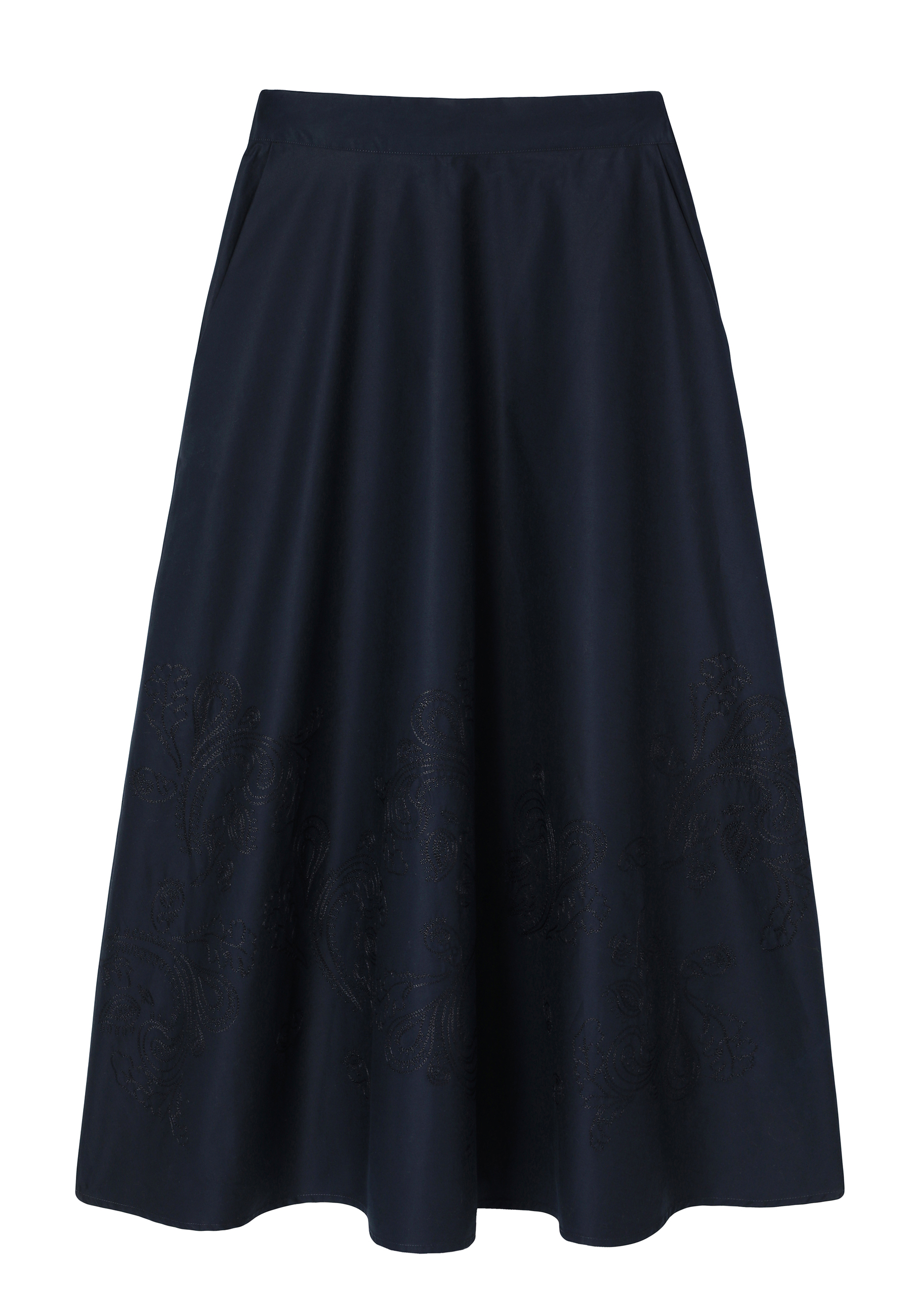 HAFTOWANA SPÓDNICA MIDI - FANRO 1 GRANATOWY 2