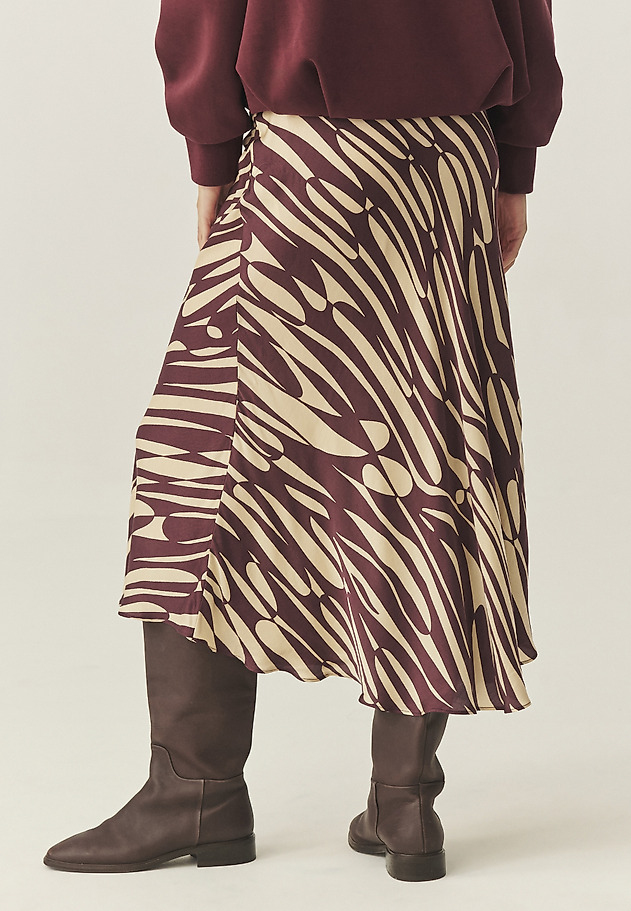 PATTERNED VISCOSE SATIN SKIRT - SATINI 5 PATTERNED VISCOSE SATIN SKIRT - SATINI 5 RED 3