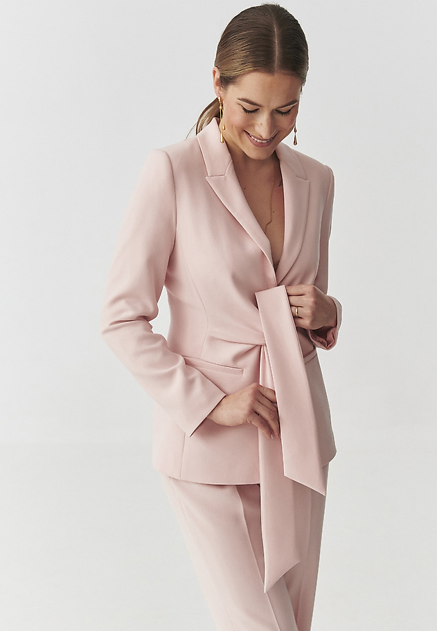 PASTEL BLAZER WITH TIE — KOALA color PINK - Main Image