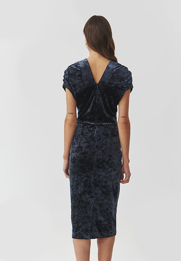 ELEGANT LADIES' DRESS IN VELVET — AKSA ELEGANT LADIES' DRESS IN VELVET — AKSA NAVY BLUE 3