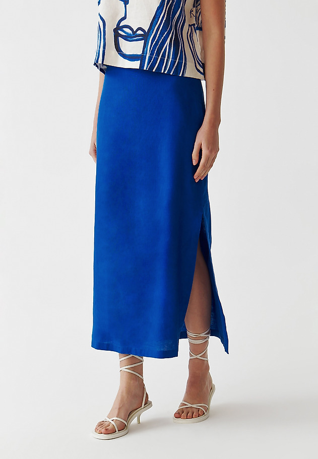 LADIES’ BREATHABLE MIDI SKIRT WITH SLITS ON THE SIDES - SENO LADIES’ BREATHABLE MIDI SKIRT WITH SLITS ON THE SIDES - SENO NIEBIESKI 5