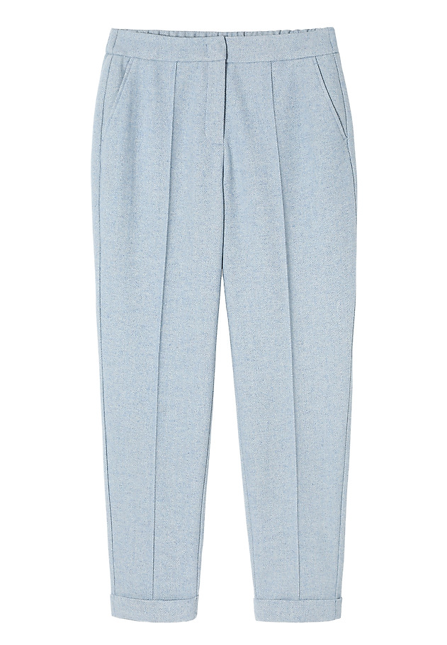 HERRINGBONE FABRIC TROUSERS - SUMKO HERRINGBONE FABRIC TROUSERS - SUMKO NIEBIESKI 5