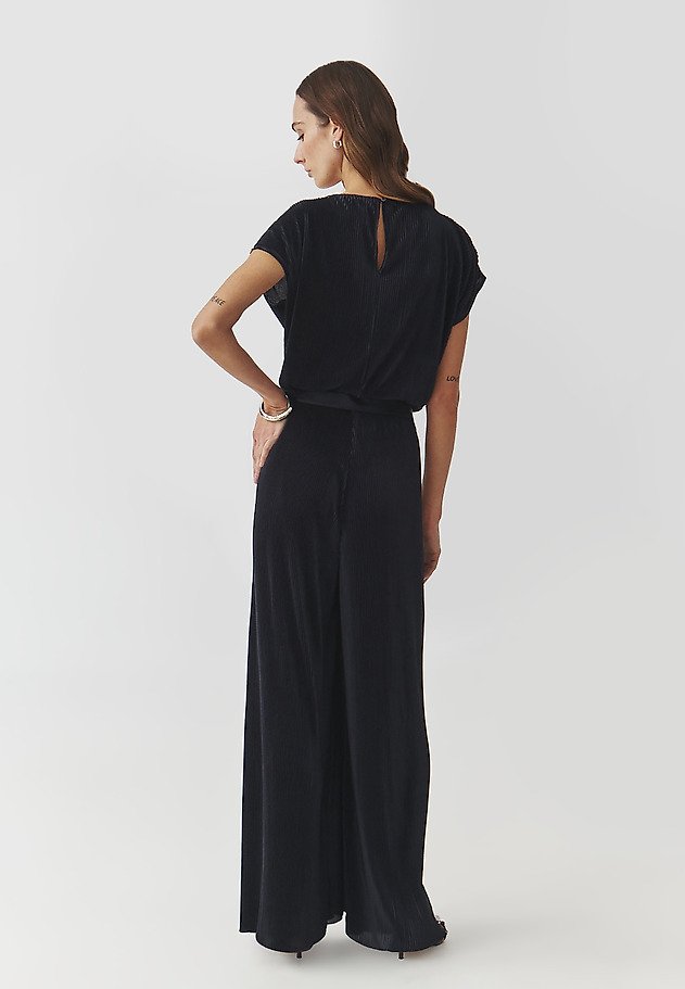 ELEGANT LADIES' JUMPSUIT WITH WIDE LEGS AND PLEATING — MILOU ELEGANT LADIES' JUMPSUIT WITH WIDE LEGS AND PLEATING — MILOU GRANATOWY 3