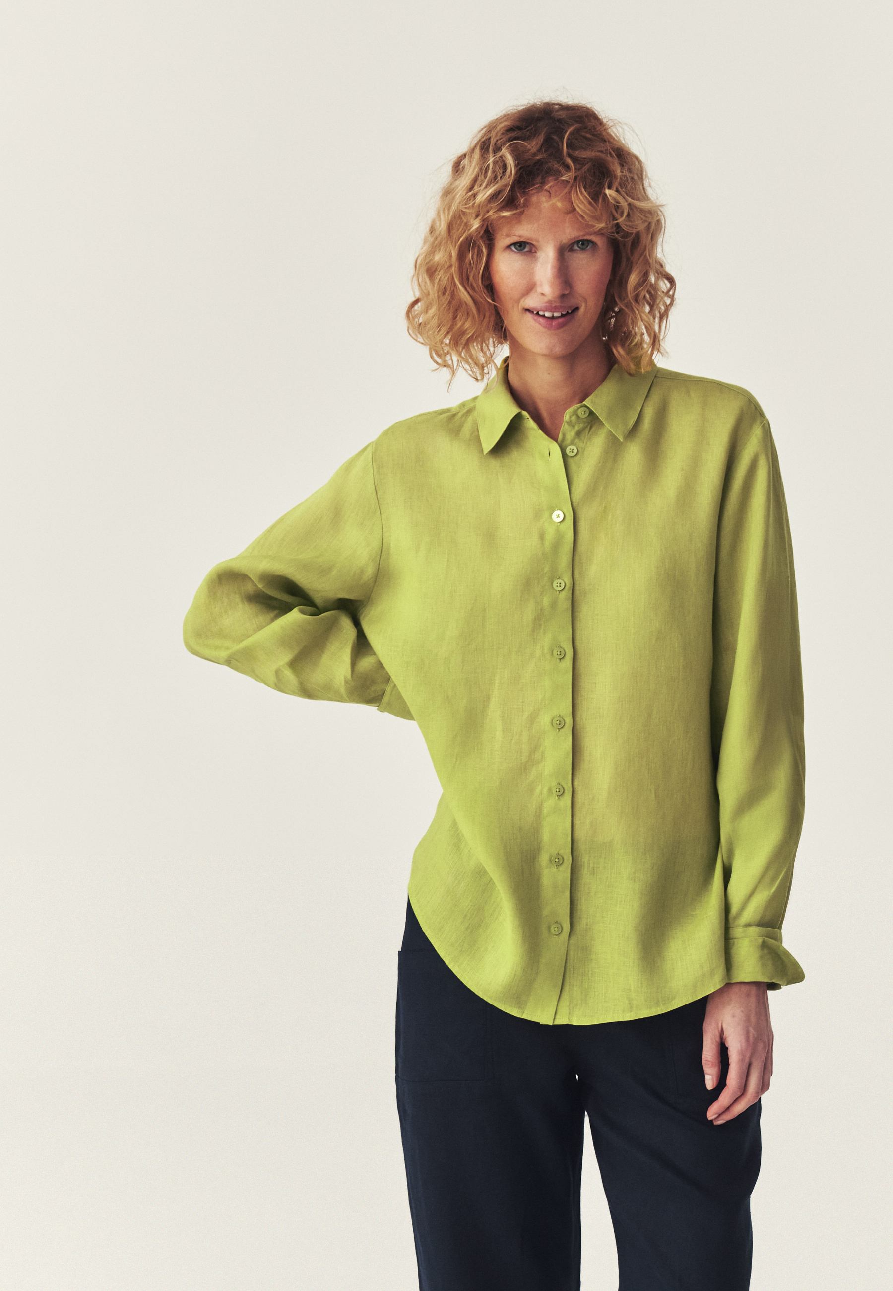 KLASYCZNA KOSZULA Z LNU - ELWI ZIELONY 2