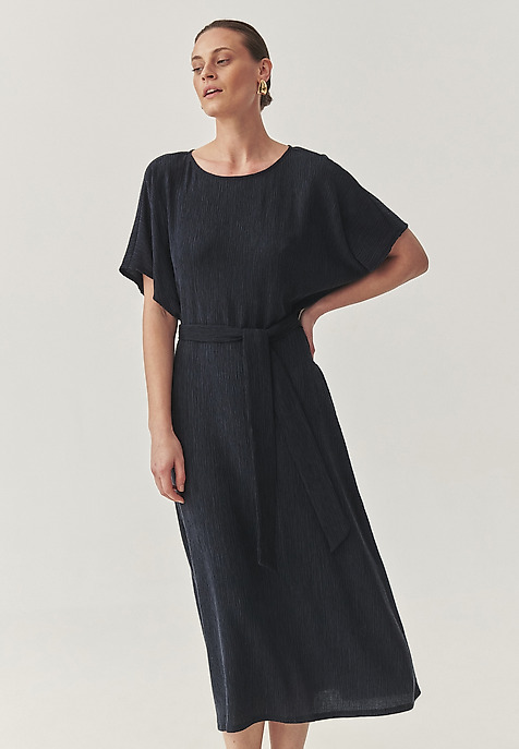 AIRY MIDI DRESS IN CRINKLED FABRIC - LUNIZMA NAVY BLUE 2